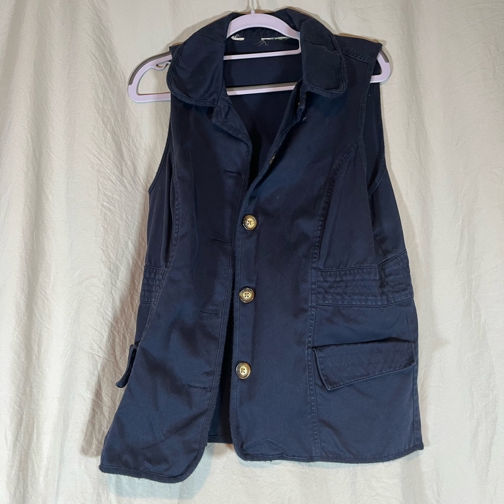 Navy Sleeveless‎ Vest with Gold Buttons